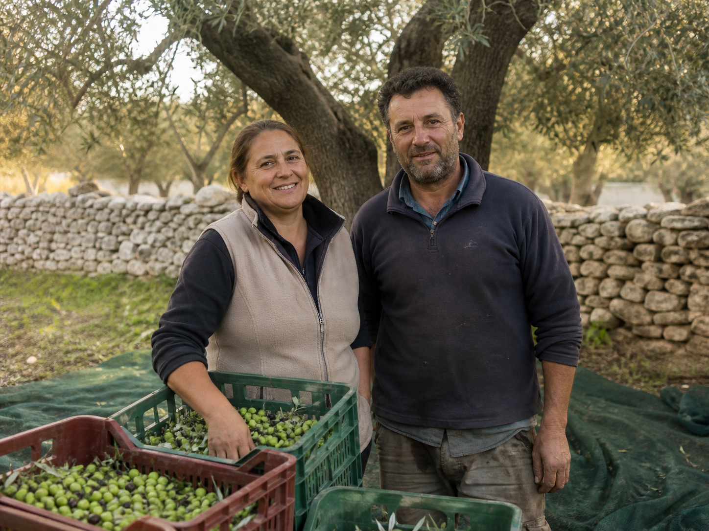 Aurelia e Michele Chiarelli nell’oliveto di famiglia